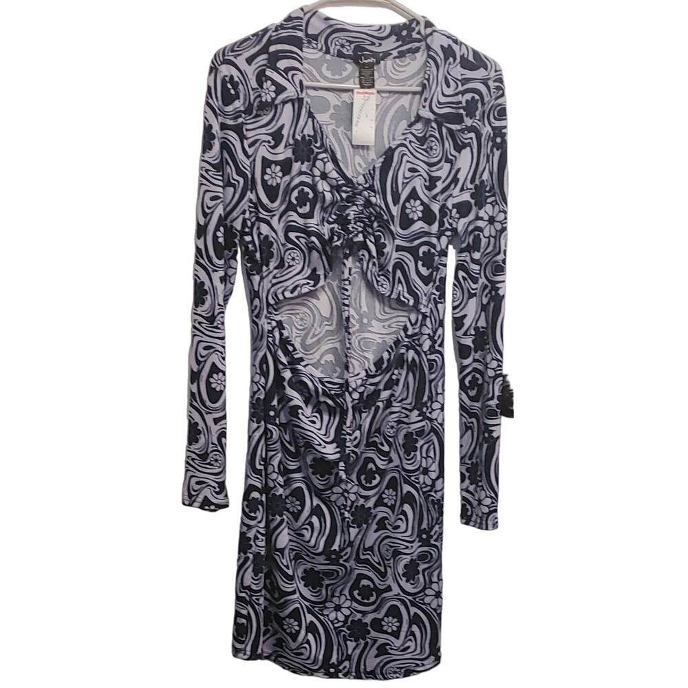 Justify Women's Peekaboo Drawstring Cinch Chest Bobo Retro Abstract Large XL